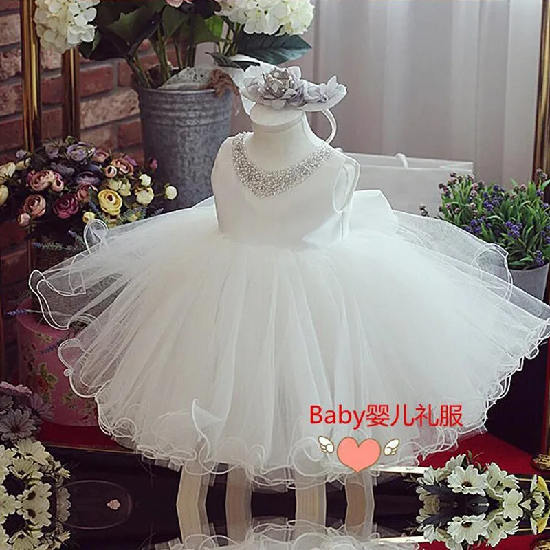 Модное милое пышное свадебное платье со стразами для маленьких девочек; Пышное Платье с бантом для маленьких девочек; праздничная одежда для дня рождения и крещения