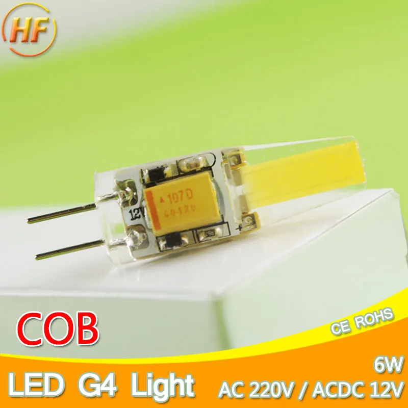 

Top Quality G4 AC/DC 12V AC 220V COB LED Bulb 6W LED G4 COB lamp Crystal LED Light Bulb Spotlight Chandelier Lampada ACDC