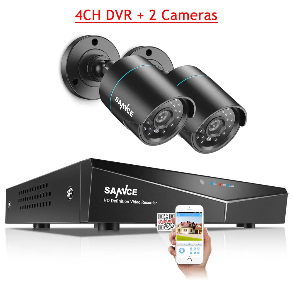 SANNCE 4CH DVR CCTV система 2/4 шт 720P TVI IR камера ночного видения для дома и улицы, комплект видеонаблюдения 1 ТБ - Цвет: Черный