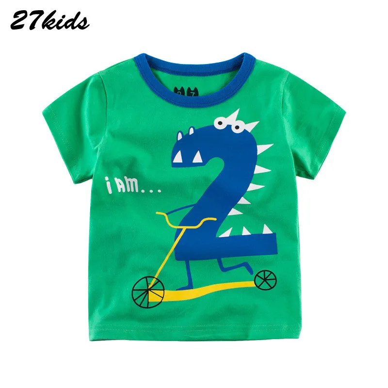 27 детская футболка для мальчиков с рисунком динозавра топы с короткими рукавами для мальчиков, г., детские футболки летние хлопковые детские футболки для девочек