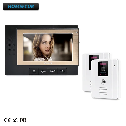 

HOMSECUR 7" Wired Hands-free Video Door Phone Intercom System+Outdoor Monitoring : TC011-W + TM702-B