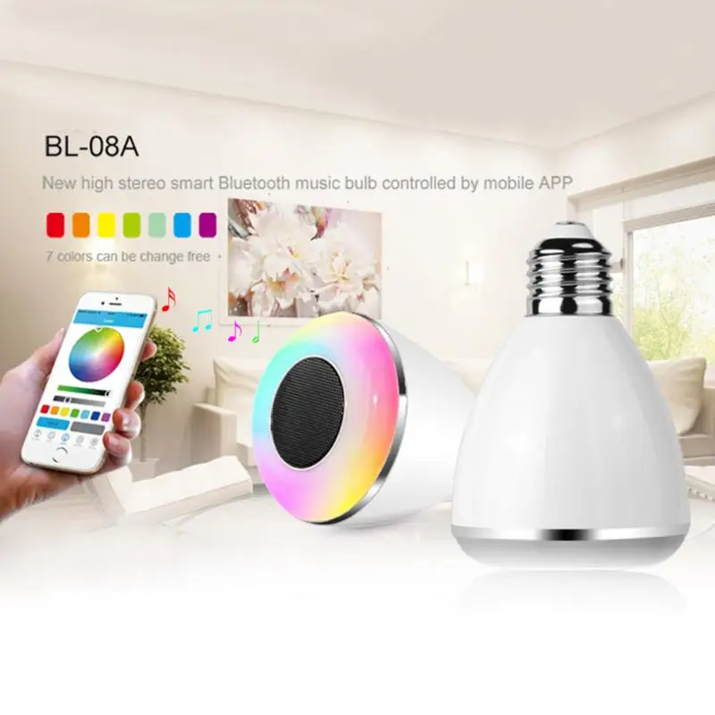 

3W E27 RGB Bulb LED Lamp with Wireless Bluetooth Speaker AC100V to 240V Color Change Smart Light Music Player Remote Control