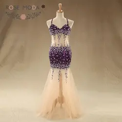 Роза Moda Фиолетовый блестками Русалка Вечерние платья отражающие платья 2019