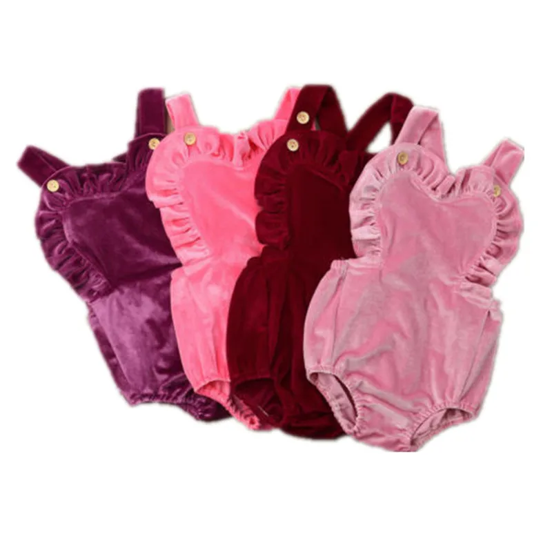

Boutique girl clothes Newborn Baby Girl Sleeveless Gold velvet Sunsuit Bodysuit Outfit One-Pieces Summer