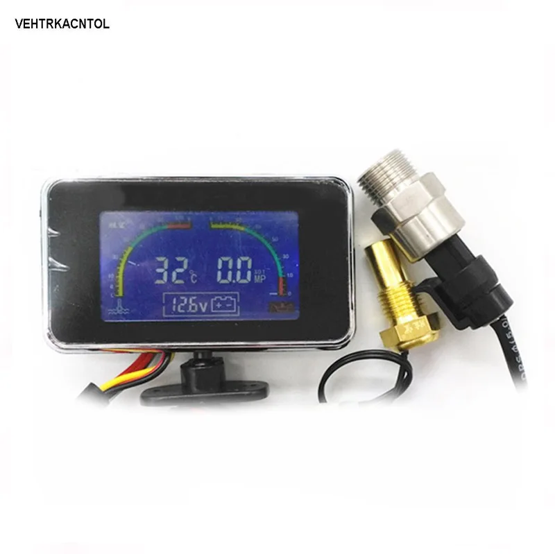 

VEHTRKACNTOL 3 Function 12v/24v Truck Car Oil Pressure Gauge Monitor + Voltmeter Voltage Gauge + Water Temperature Gauge Meter