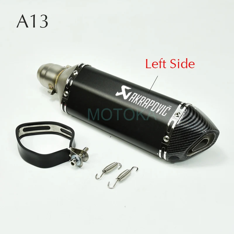 Left/Right Universal Motorcycle Akrapovic Exhaust Pipe Scooter Dirt Pit Bike Motocross KTM 51mm Escape Stainless Steel Slip-on - Цвет: 51mm A13 Left Side