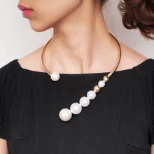 Pearl Choker Necklace Jewelry Statement-Bib Fashion Accessories Metal Women Punk MANILAI