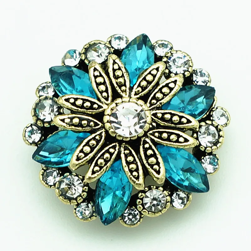 

Fashion beauty Golden Green Rhinestone flowers 20MM metal snap buttons fit DIY 18mm snap jewelry wholesale KZ1492