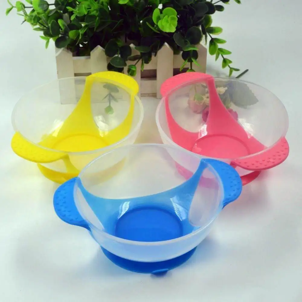 1Pc Baby Infant with Double Ear Shaped Handles Kids Children Training Spoon Bowl Set Antiskid Suction Cup Feeding Bowl Spoon