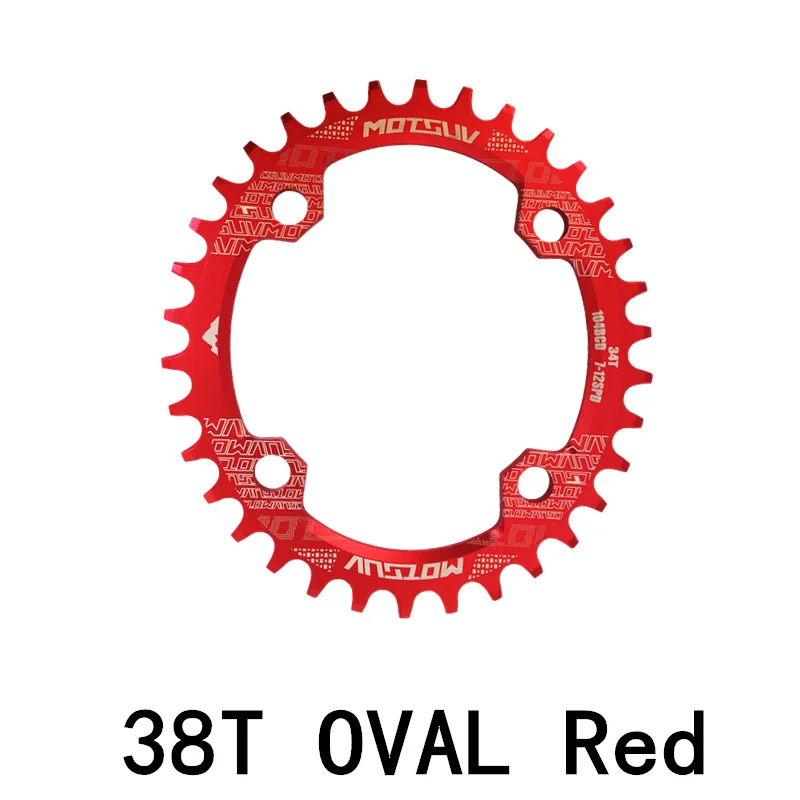 MOTSUV Овальный Круглый велосипедный Кривошип и цепное колесо 104BCD широкая узкая Цепь 32 T/34 T/36 T/38 T шатун MTB велосипед запчасти - Цвет: MO 38T OVAL Red