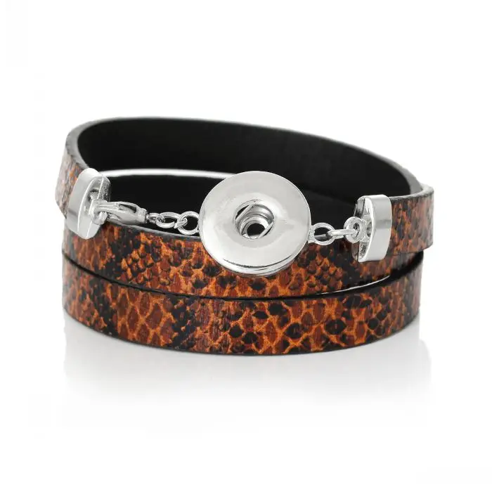 DoreenBeads Retail Real leather Fashion Snap Jewelry Bracelets Brown
