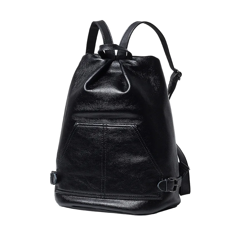 

Hot!! Small daypack Black Travel Laptop Backpack mochila Men's Leather Backpack Schoolbag Popular Solid Leather Backpack for men