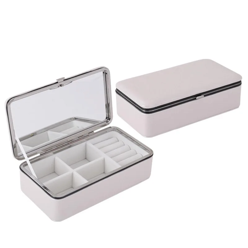 Portable Travel Jewelry Box Square Multi-layer Ring Earrings Bracelets Necklaces Gift Organizer leather Storage Box