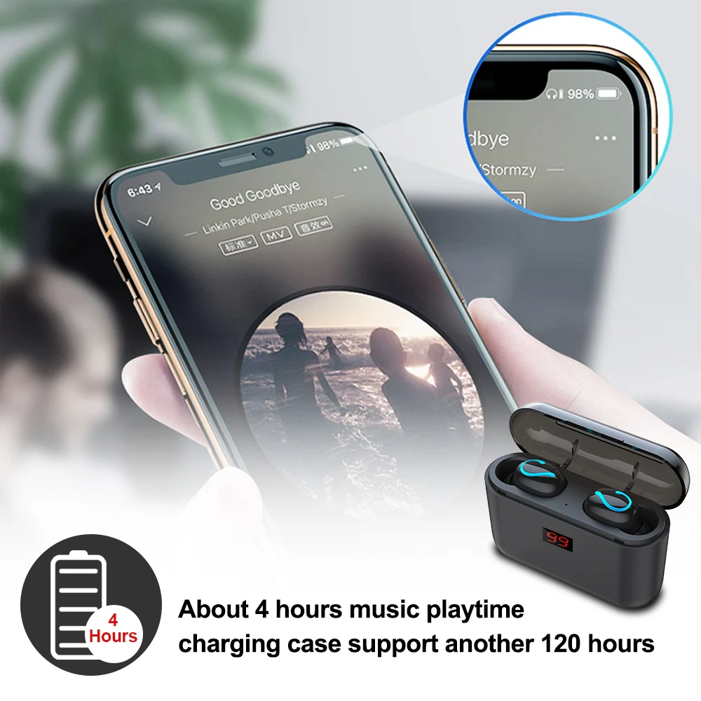 Bluetooth 5 0 TWS Blutooth наушники беспроводные для телефона свободные руки спортивные