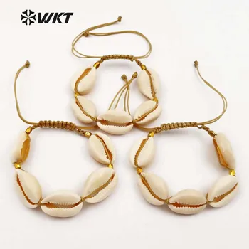 

WT-B402 New Arrivals Bohemia Charm Bracelets Natural Cowrie Shell With Tiny Metal In High Quality Can Adjust For Women Bracelet