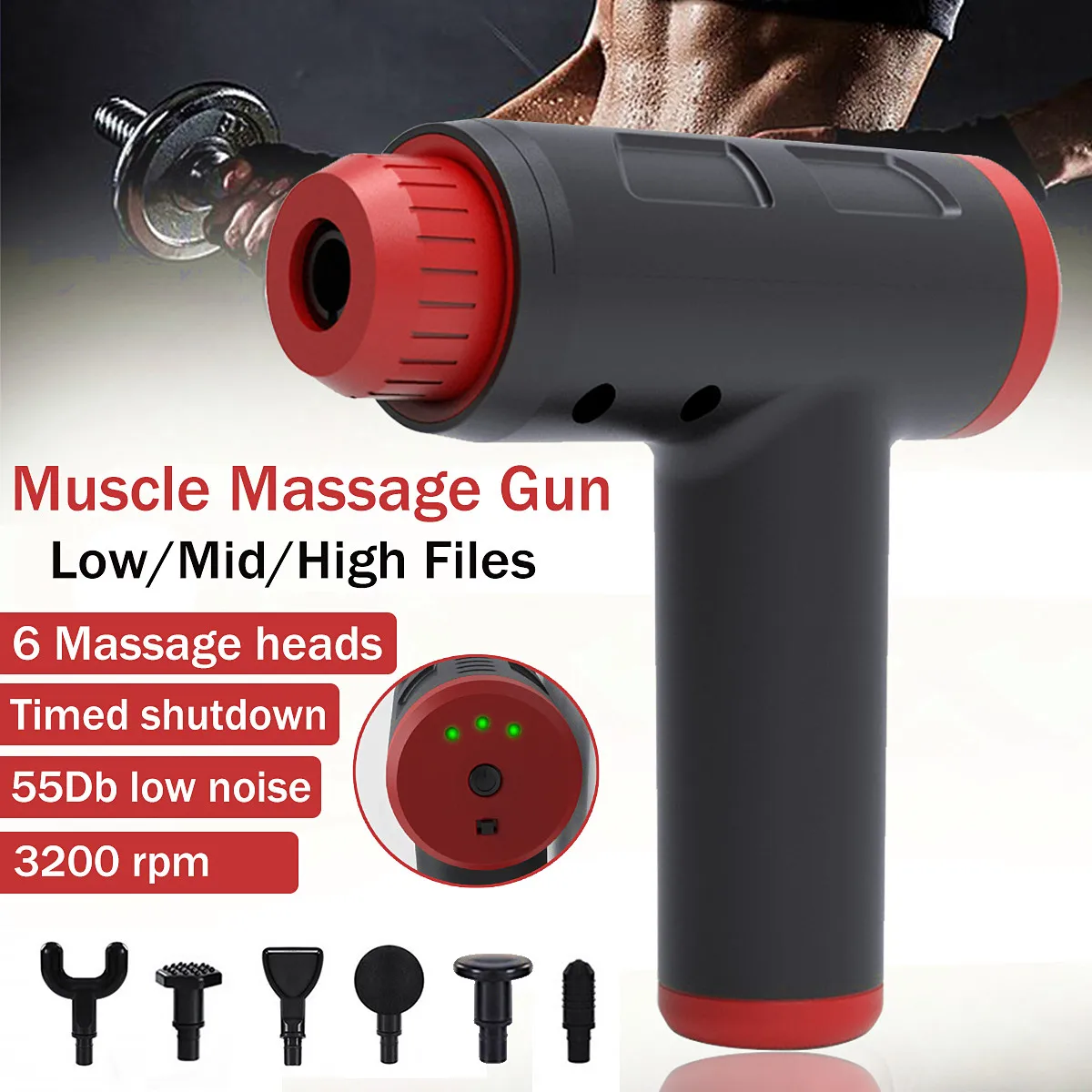 

New Tissue Massage Guns Muscle Massage Therapy Vibration Guns Electric Massage Device Body Relaxation LOW/MID/HIGH FILES