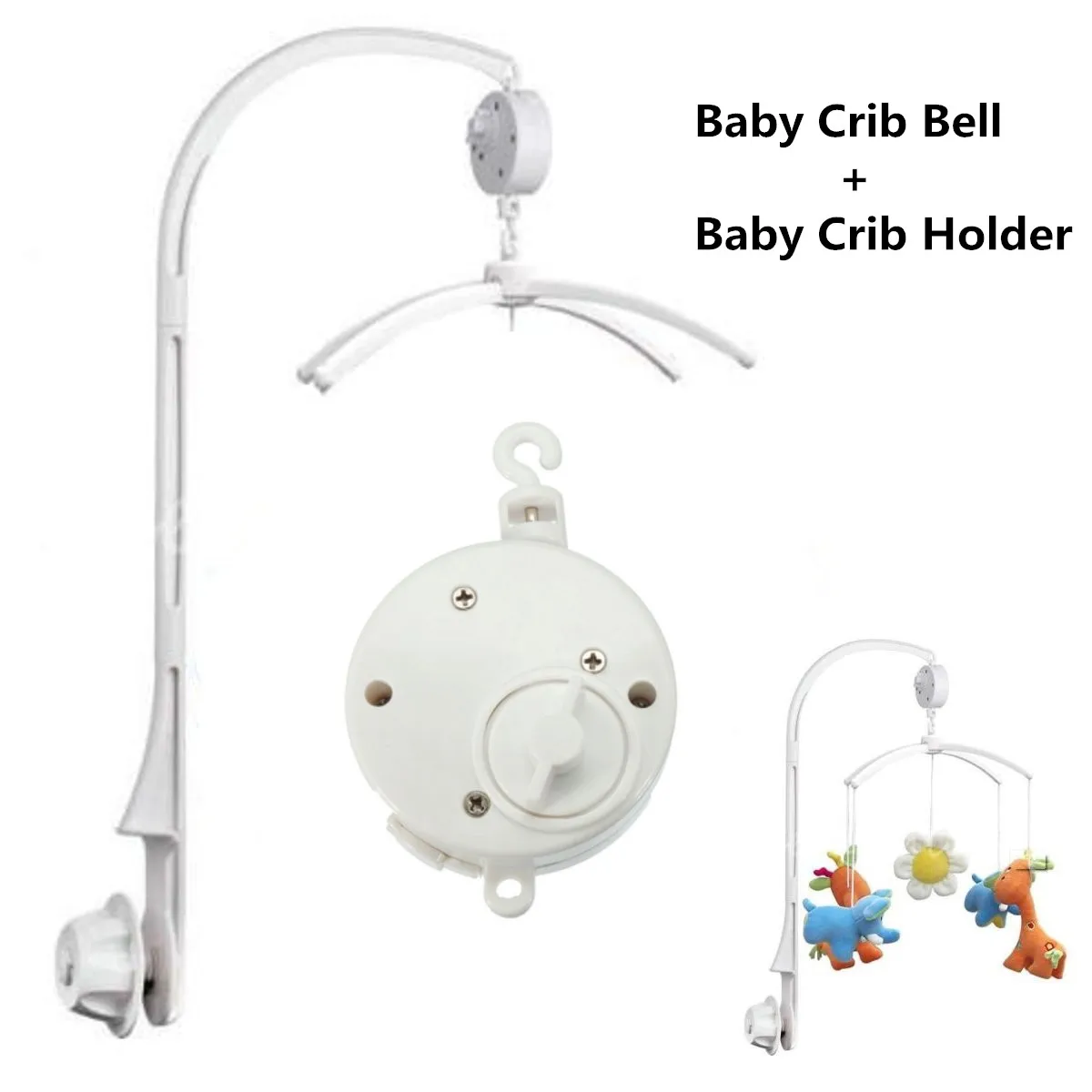 

Baby Bed Hanging Rattles DIY Toys Hanger Hanging Baby Crib Mobile Bed Bell Toy Holder 360 Degree Rotate Arm Bracket Set