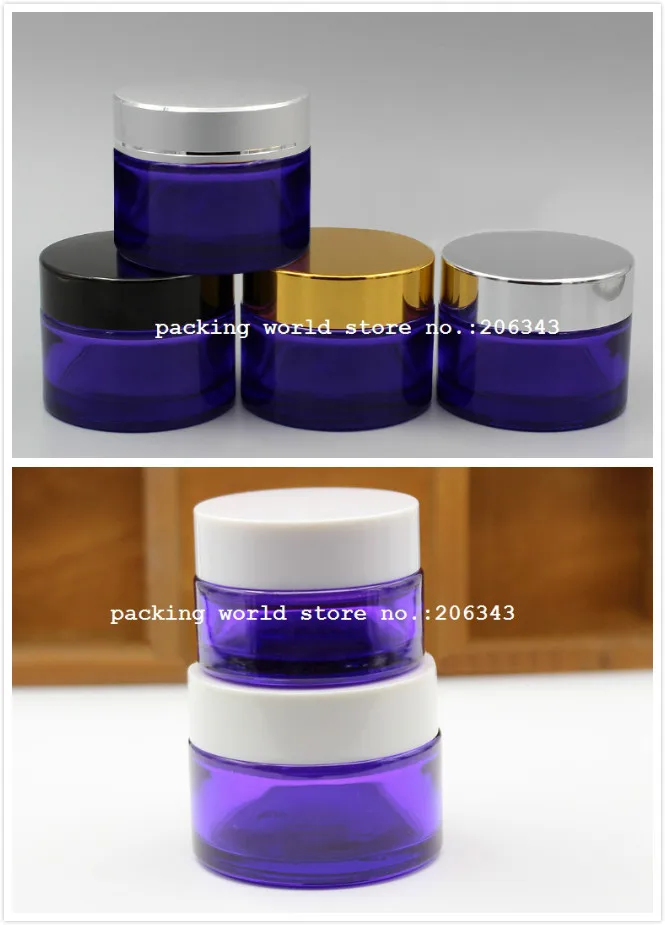 50G purple glass jar for night cream or eye serum or essence/gel moisturizer or gel skin care