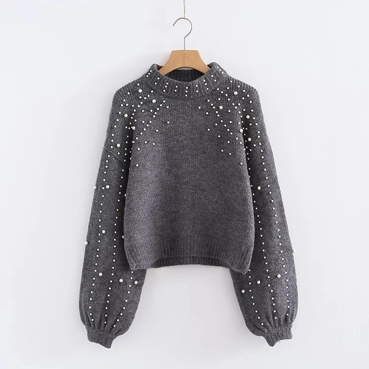 Korean Style winter gray peal sweater Women Pullover