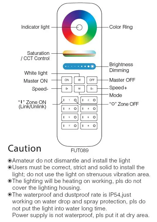 Milight AC110V 220 В 15 Вт ip54 Водонепроницаемый RGB + CCT светодиодный светильник затемнения AC86-265V круглый Reccessed свет fut069 2.4 г