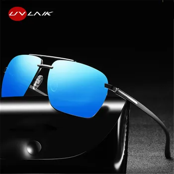 

UVLAIK Polarized Sunglasses Men Classic Retro Design Square Frameless UV400 Protection Rimless Sun Glasses With Case