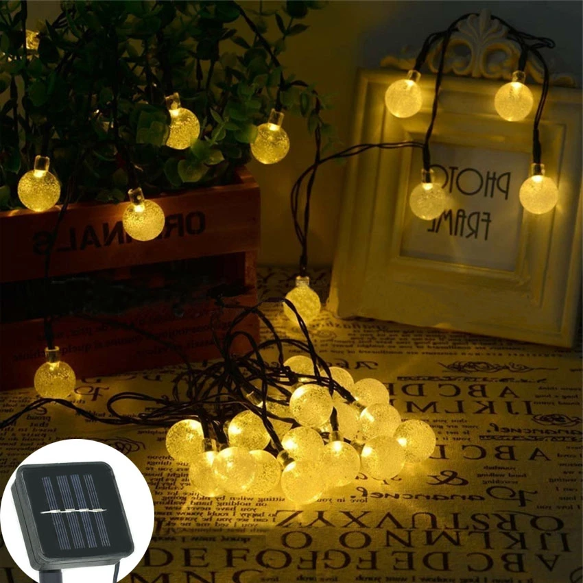 

New Waterproof Crystal ball Solar Lamp Power LED String Fairy Lights Solar Garlands Garden Christmas Decorate for Outdoor party