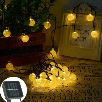 

New Waterproof Crystal ball Solar Lamp Power LED String Fairy Lights Solar Garlands Garden Christmas Decorate for Outdoor party