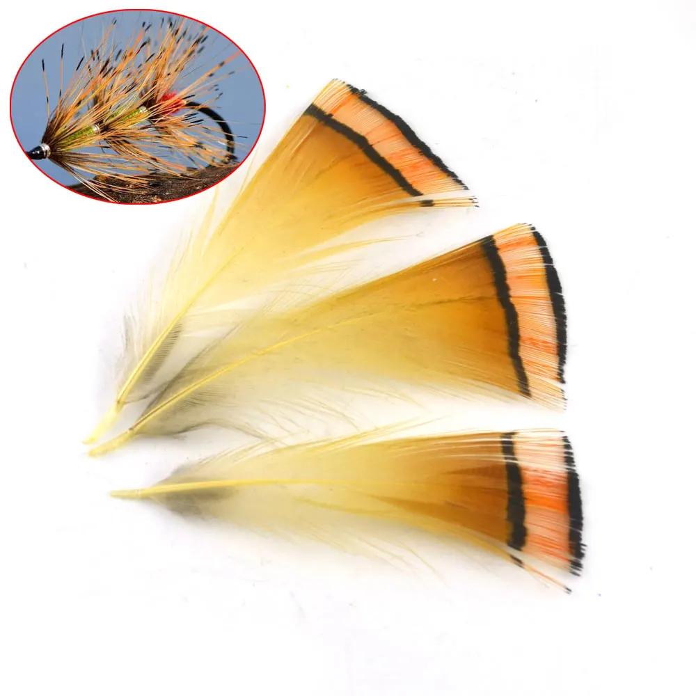 

MNFT 50PCS Real Natural Golden Pheasant Tippet Feather Natural Fly Tying Material Fly Fishing Lures Wholesale