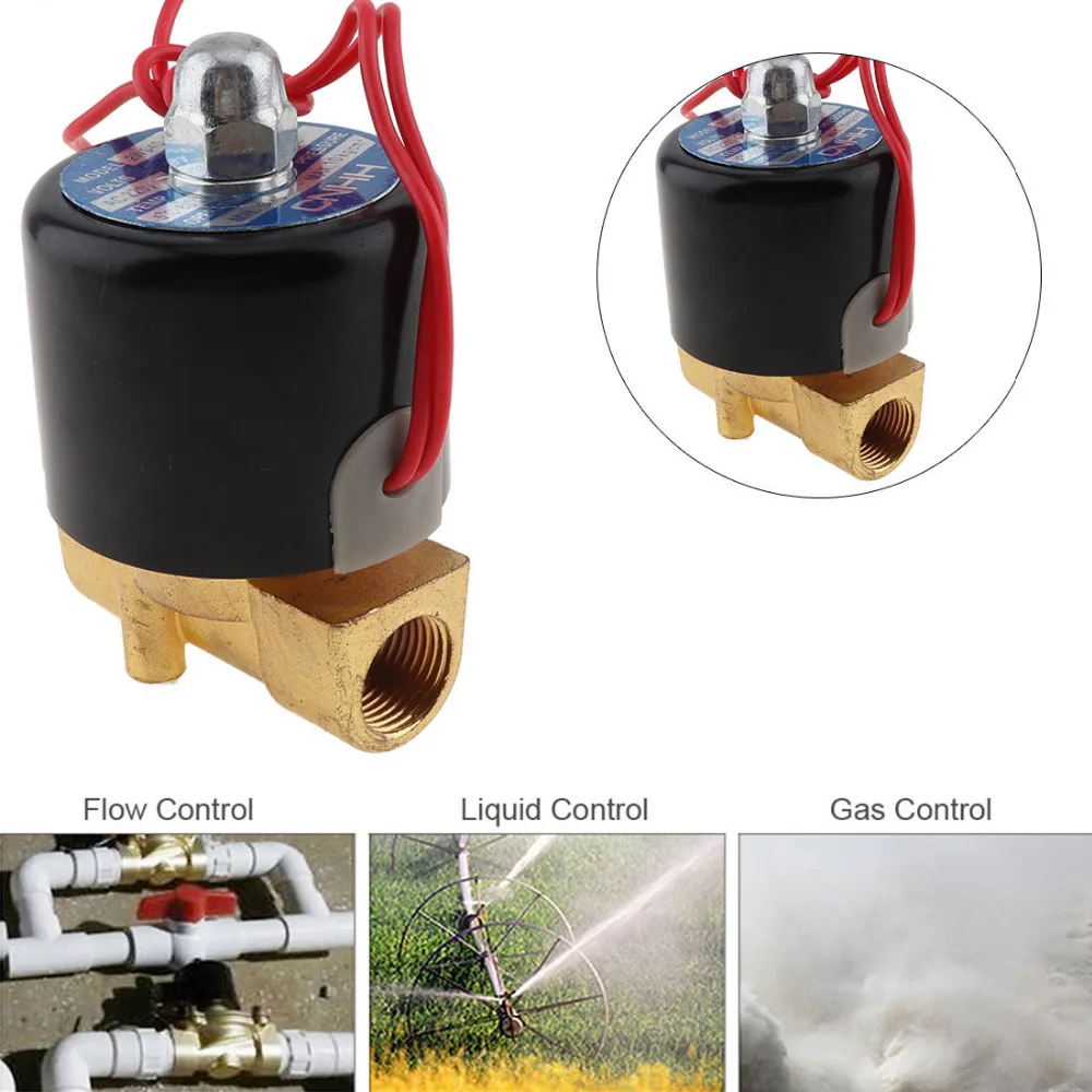 

2Pcs/set DN10 3/8'' 110 220V 12V 24V Normally Closed Type Aluminum Alloy Electric Solenoid Valve for Water / Oil / Gas