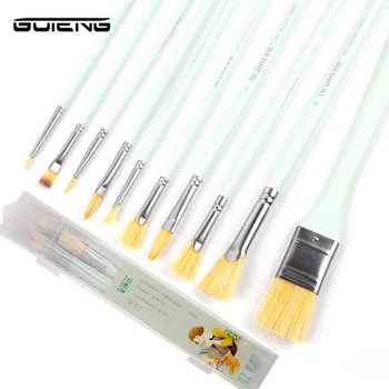 

10pcs/set Different Shape Bristles Hair Paint Brushes Artist Oil Watercolor Painting Brush For Professional Art Supplies