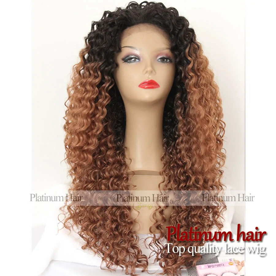 wholesale brown ombre wig dark root long natural afro curly wigs Hair