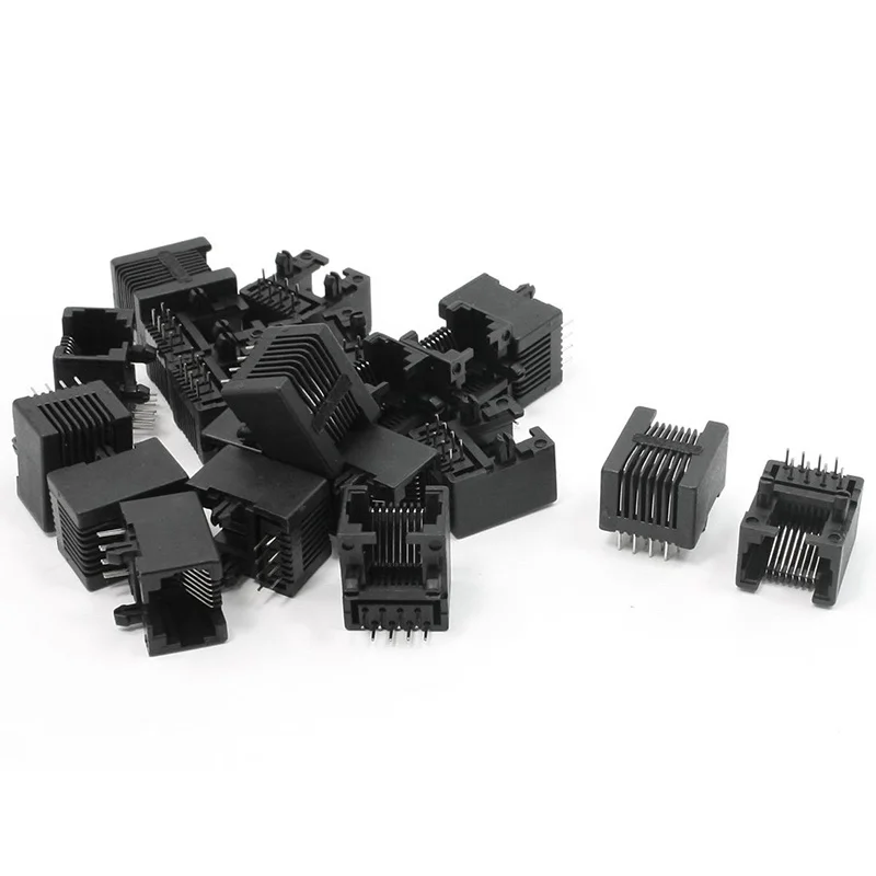 

20pcs RJ45 8P8C Computer Internet Network PCB Jack Socket Black