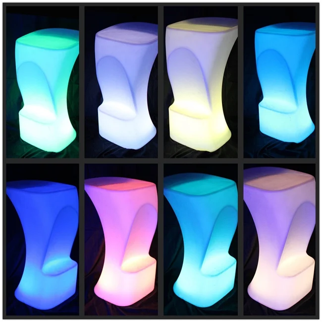 Factory LED Plastic Bar Chair Stool Lighting table Chair Multi Color Changing Luminous Table Chair free