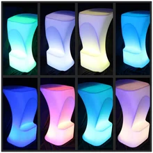 Factory LED Plastic Bar Chair Stool Lighting table Chair Multi Color Changing Luminous Table Chair free shipping 2pcs