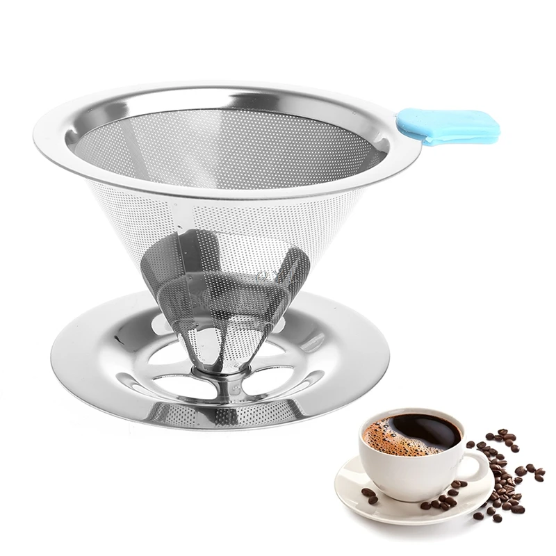 

Portable Metal Stainless Steel Coffee Filter Funnel /V-type Cup Filters Tea Tool