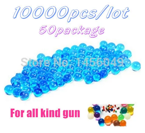 

Free Shipping 10000pcs/lot 50 Package Soft Crystal Water Paintball Bullet Gun Toy Accessories CS Game Pistol Nerf Gun Bullet