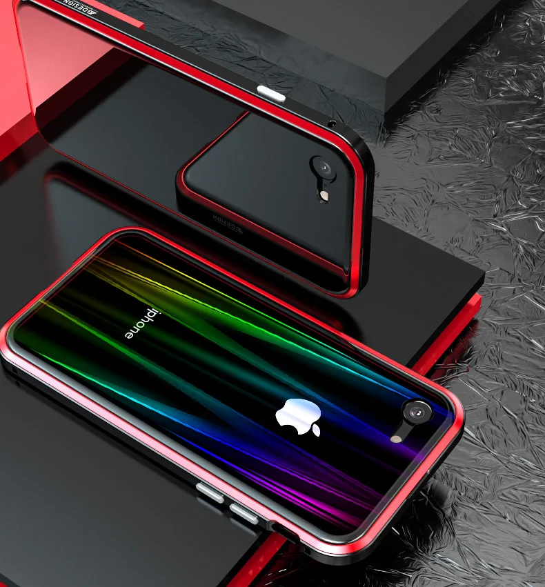 LUPHIE Colorful Laser Aurora Case For iPhone X 8 7 Plus Luxury Glass Case (12)