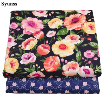 

Syunss New Color Floral Print Twill Cotton Fabric DIY Handmade Sewing Patchwork Baby Cloth Bedding Textile Quilting Tilda Tissus