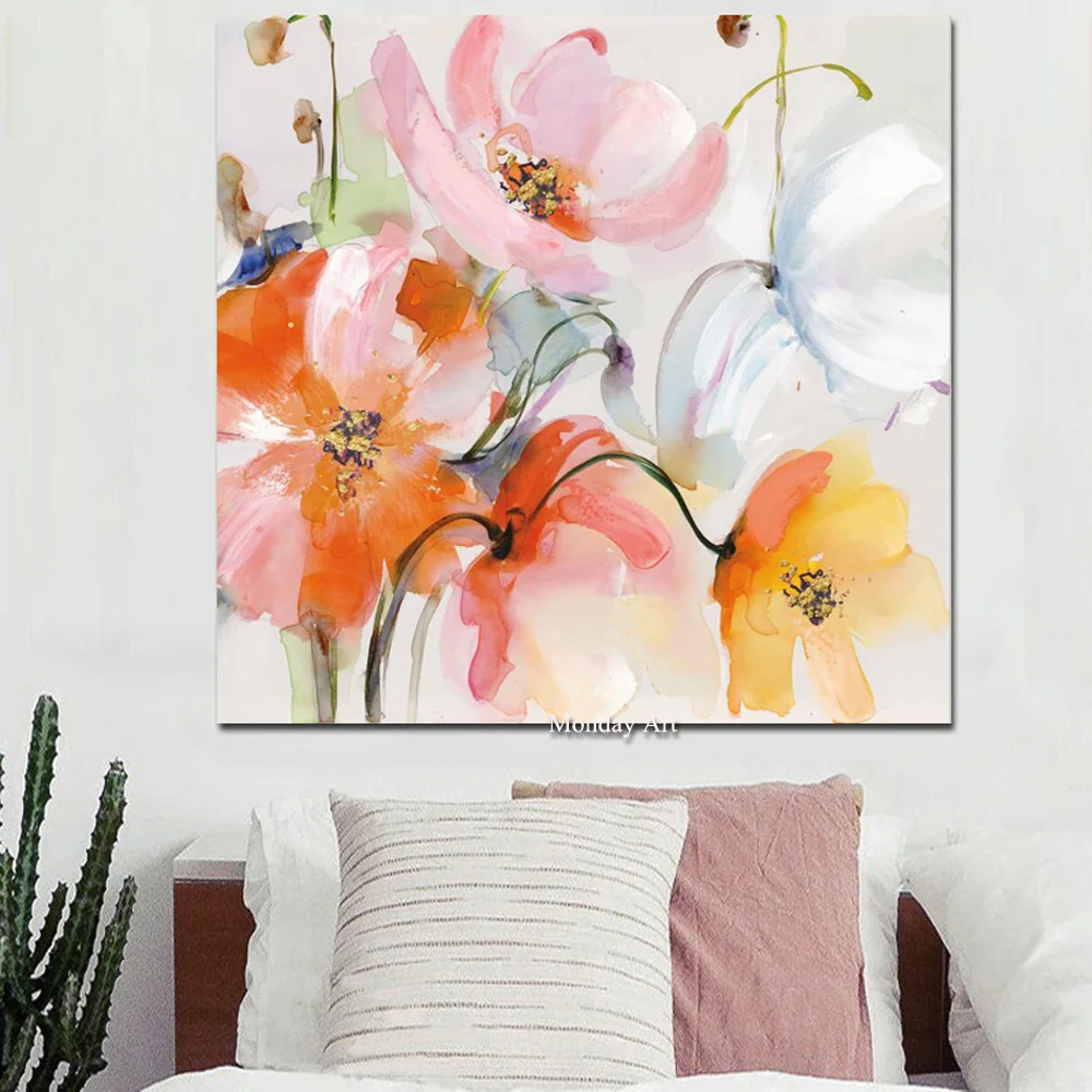 100-handpainted-Watercolor-Minimalist-Poppy-Artist-Orchid-Abstract-Oil-Painting-on-Canvas-Wall-Picture-for-Sofa (2)