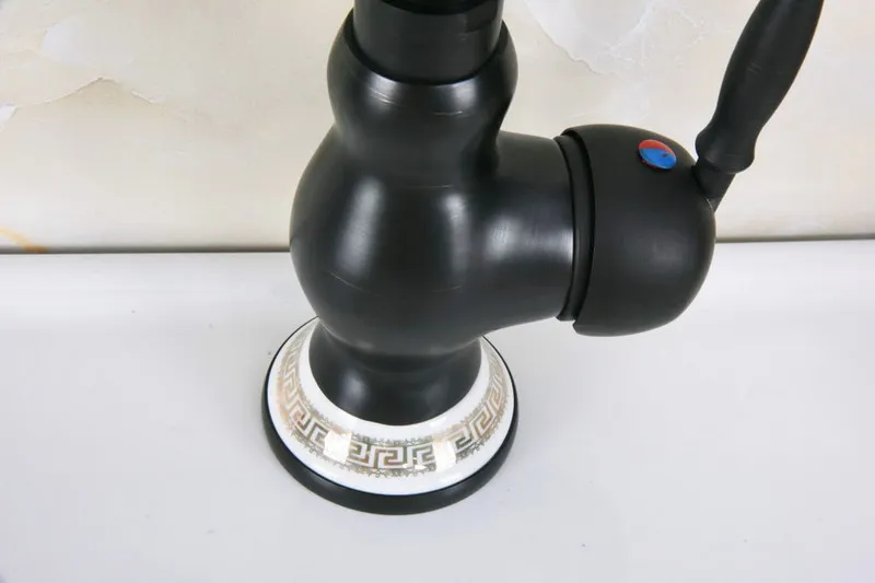 Black Oil Rubbed Bronze Ceramic Base Kitchen Wet Bar Bathroom Vessel Sink Faucet Single Hole Swivel Spout Mixer Tap anf660