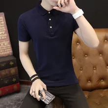 Мужская рубашка поло с жаккардовым воротником, футболка, топ, блузка, Прямая поставка с фабрики, Летний Стиль, короткий рукав, Мужская классическая рубашка