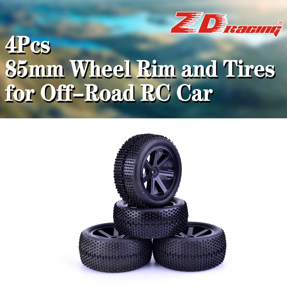 4 шт. ZD Racing 85 мм обод ступицы колеса и резиновые шины для 1/10 внедорожника багги