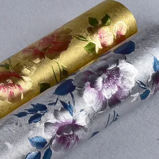 

Golden Living Room Background Wallpaper For Walls Roll Silver 3d Embossed Wallpaper Gold Foil Flower Wallpaper Rolls