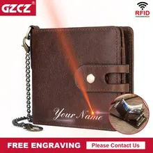 GZCZ натуральная кожа RFID мужской бумажник мужской кошелек маленький Portomonee карты карманы мини Hasp мужчины s деньги сумка гравировка