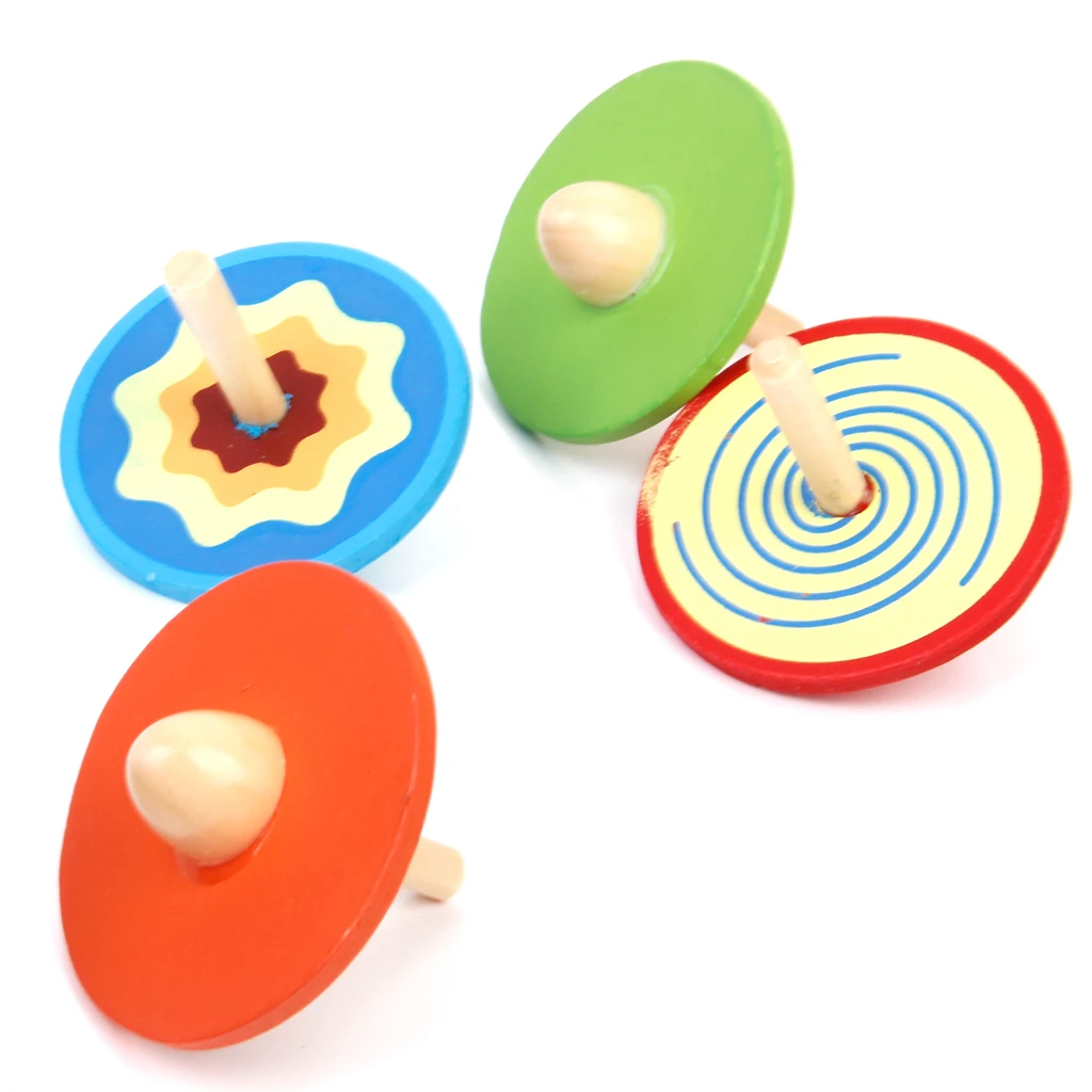 Traditional 4pcs/Set Classic Small Wooden Play Spinning Top Child Gift Classic Toys Spinning Top