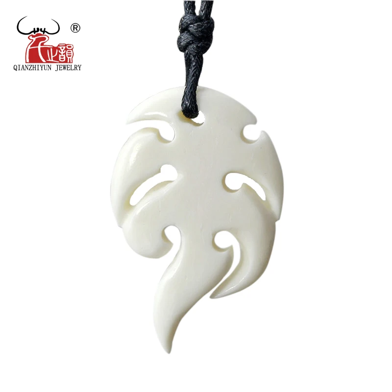 

1PC Handmade Carved Yak Bone Necklace Marine animal Pendant Choker Woman's Man's Hawaii Tribal Surfer Style Jewelry