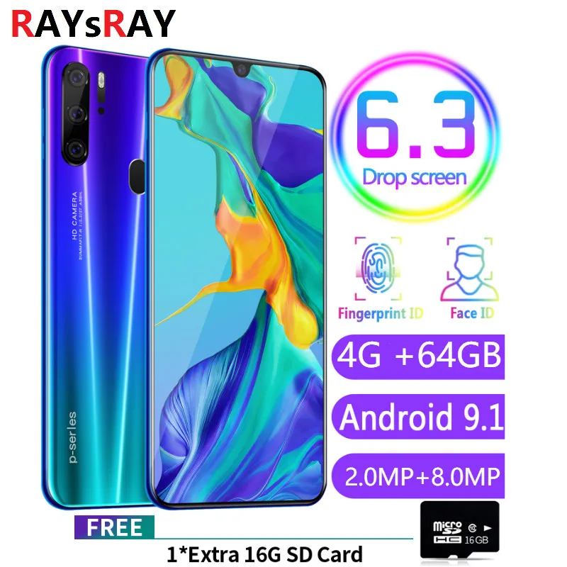 

Raysray P35 4G CellPhone 4G RAM+64GB ROM UP to 128GB 4800mAh Mobile Phone android 8MP+3.2MP Dual SIM Cards Face Recognition New