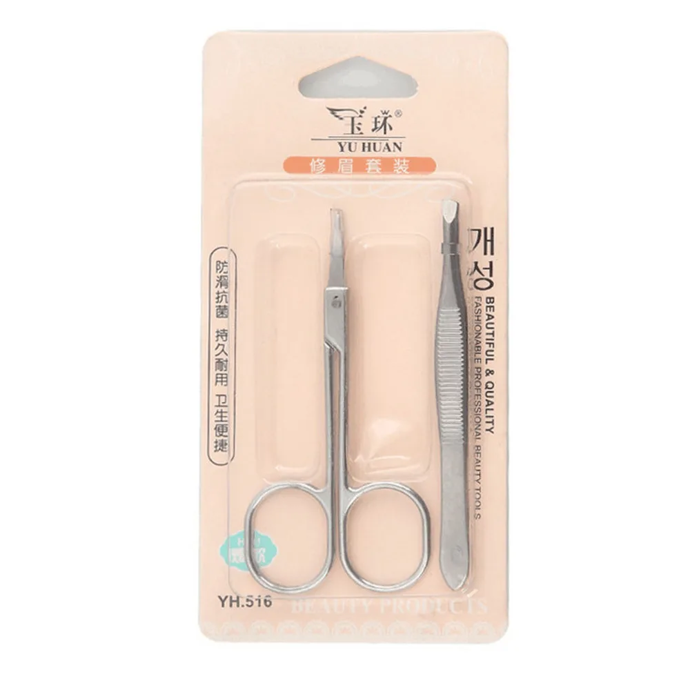 3 Set Stainless Steel Eyebrow Clip Tweezer Trimmer Makeup Scissors Shaping Eyebrow Set Beauty Professional Accessories