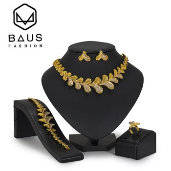 

BAUS Bridal Dubai Jewelry Sets nigerian women bracelets earrings necklace rings Fashion Luxury African Beads Jewelry Sets design