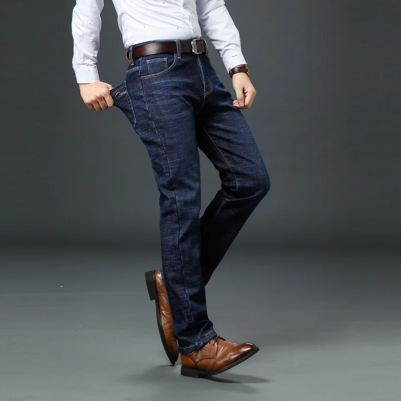 

Men's Straight Multi-pocket Jeans Spring New Trends Elastic Business Casual Pants Slim Comfort Pants